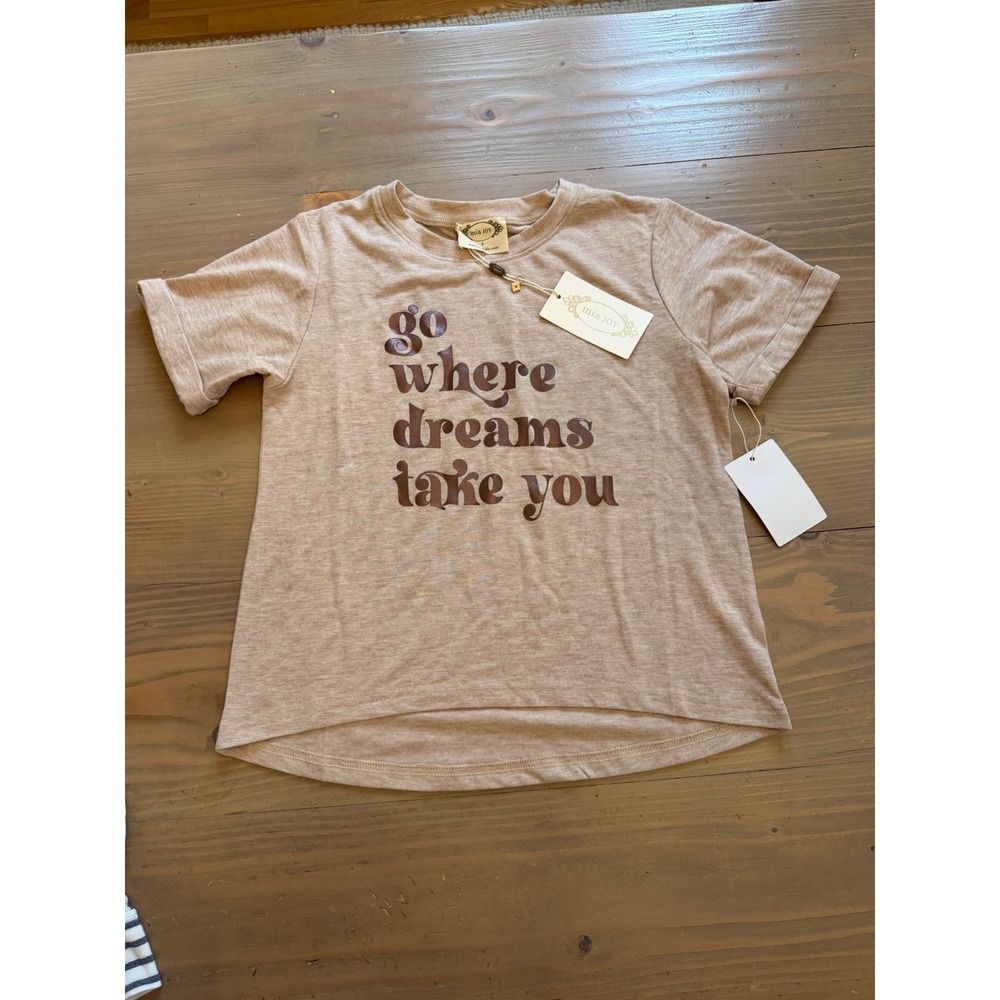 K1 Mia Joy Joyfolie Girls Tan Dreams Graphic Tee Shirt Size 8 NWT